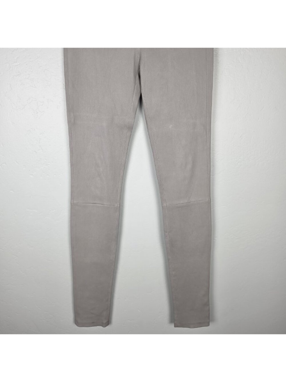 Helmut Lang Lamb Leather Pull On Pants Leggings Stretch Gray Taupe Size 6 - Picture 3 of 16
